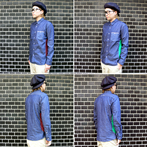 SALE/20%off?UNTOLD?SIDE PANEL LIGHT DENIM SHIRT