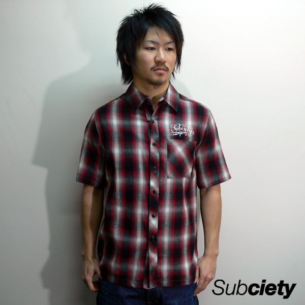 SALE/20%off?SUBCIETY?CHECK SHIRT S/S EMOTION