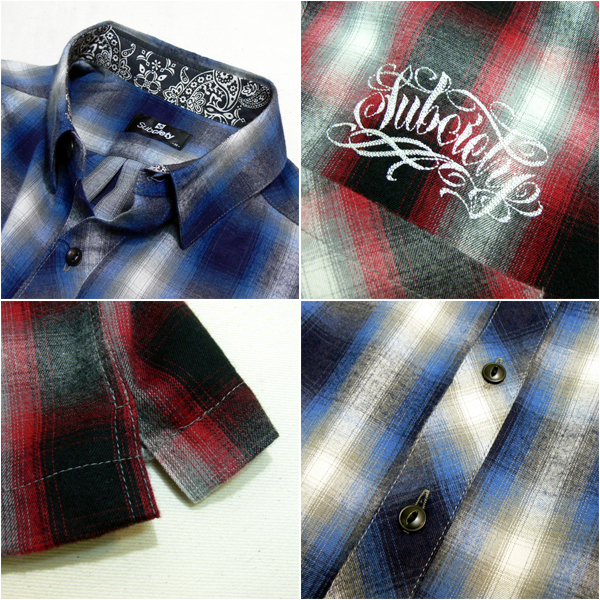 SALE/20%off?SUBCIETY?CHECK SHIRT S/S EMOTION