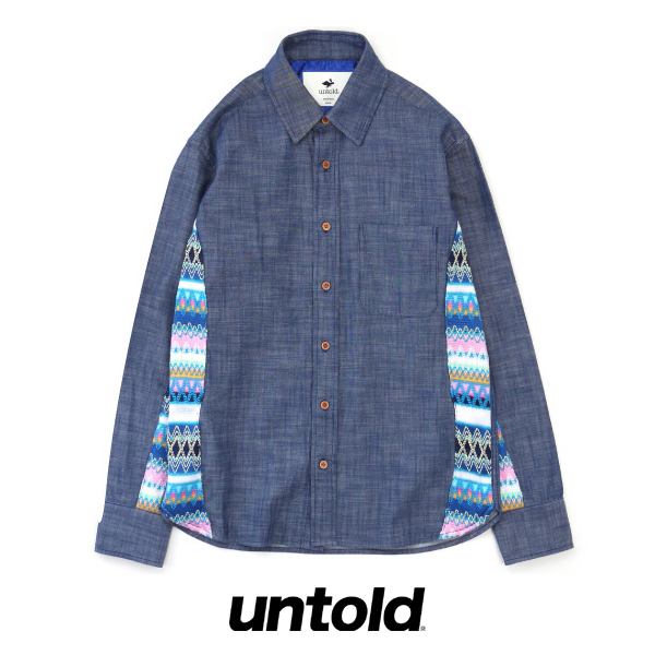 SALE/20%off?UNTOLD?LIGHT OUNCE DENIM LACE SHIRT LS