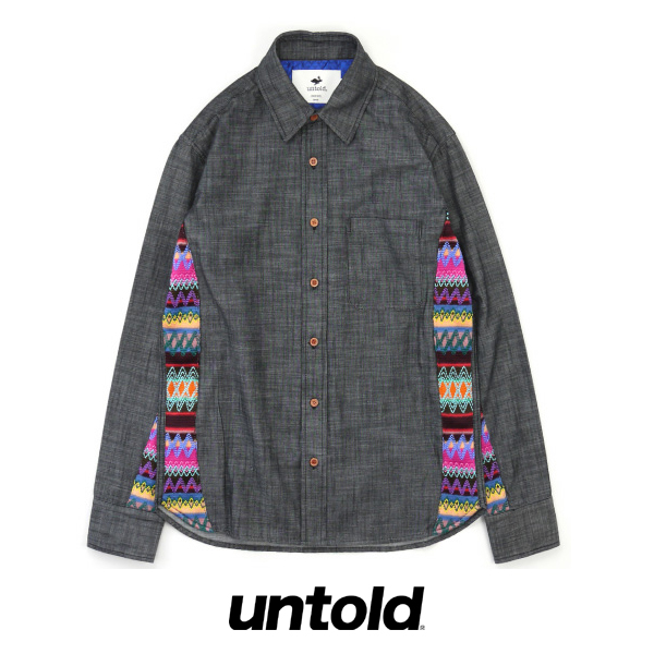 SALE/20%off?UNTOLD?LIGHT OUNCE DENIM LACE SHIRT LS