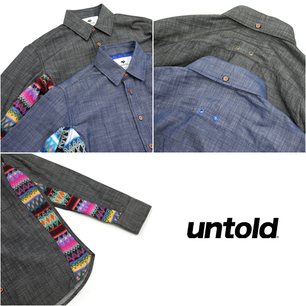 SALE/20%off?UNTOLD?LIGHT OUNCE DENIM LACE SHIRT LS