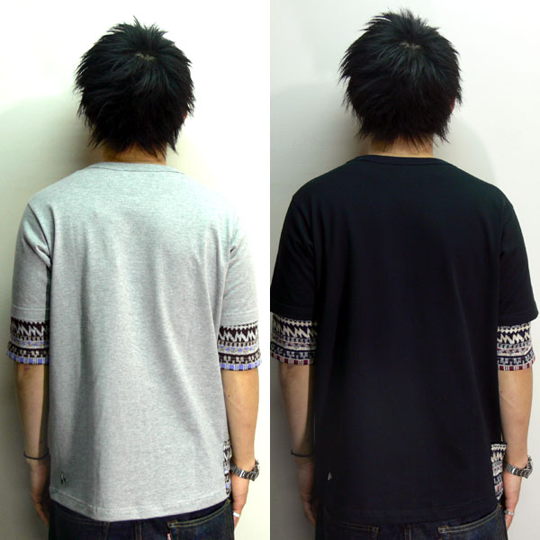 SALE/50%off?SACRIFICE?JACQUARD LAYERED 1/2 TEE