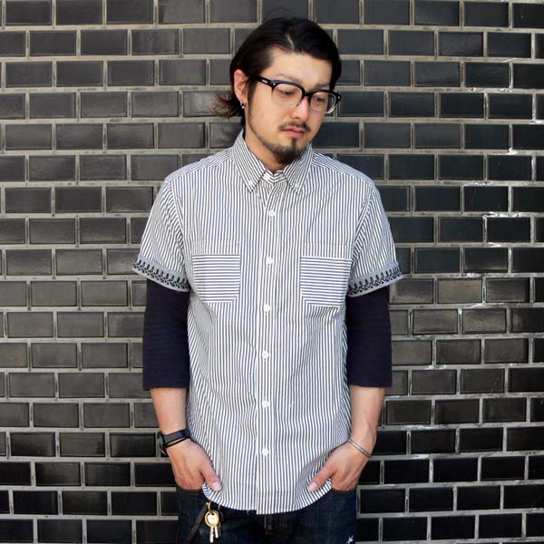 ?SACRIFICE????????/STRIPE WORK SHIRTS