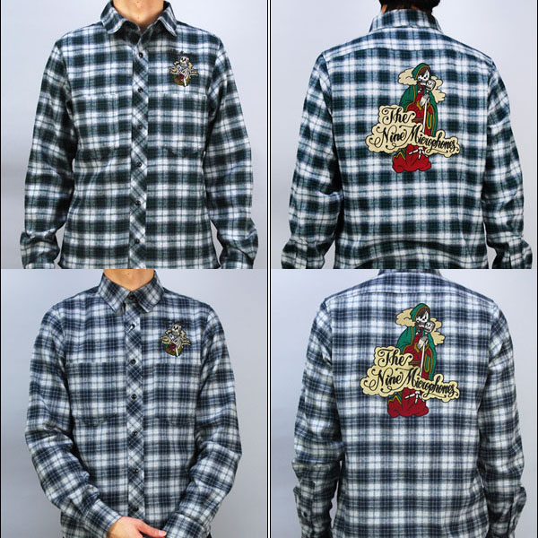 ?Nine Microphones?EMBROIDERY CHECK SHIRT L/S 