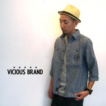 ?VICIOUS BRAND??????/3/4 DUNGREE SHIRTS